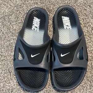 Nike Black and Gray Slides